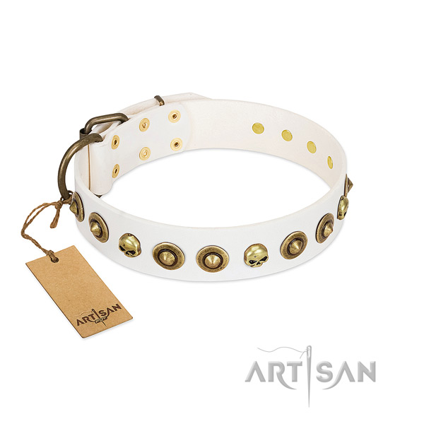 Full grain natural leather collar with amazing embellishments for your doggie