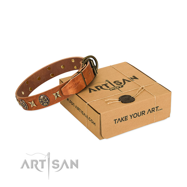 Adjustable full grain leather collar for your lovely dog