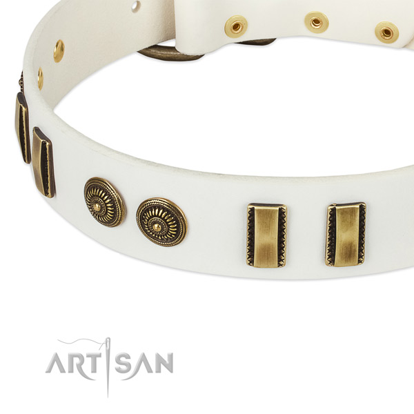 Rust resistant buckle on full grain leather dog collar for your canine