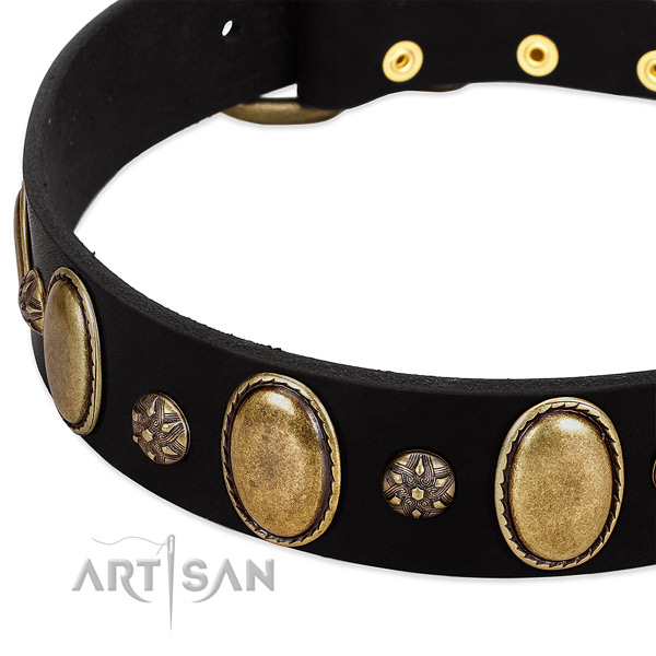 Everyday use soft full grain natural leather dog collar
