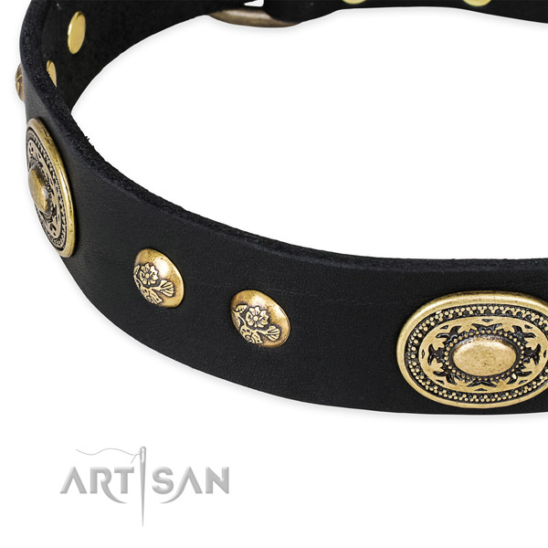 Stylish design genuine leather collar for your lovely pet
