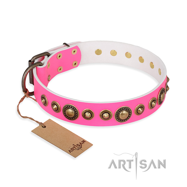 Best quality natural genuine leather collar crafted for your dog