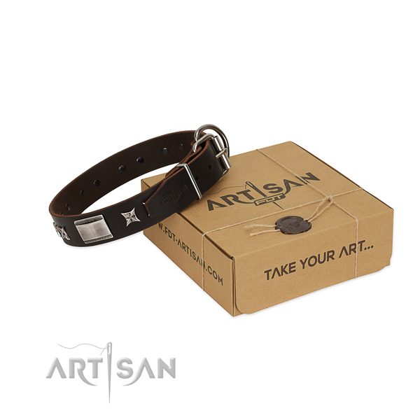 Top quality collar of full grain natural leather for your impressive pet