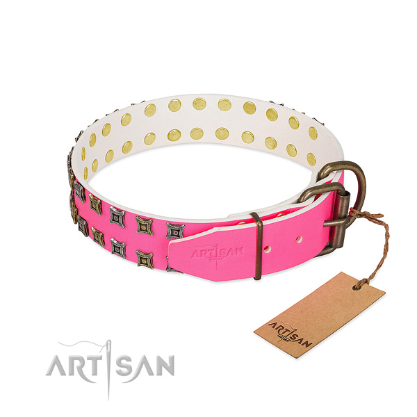 Leather collar with amazing decorations for your dog
