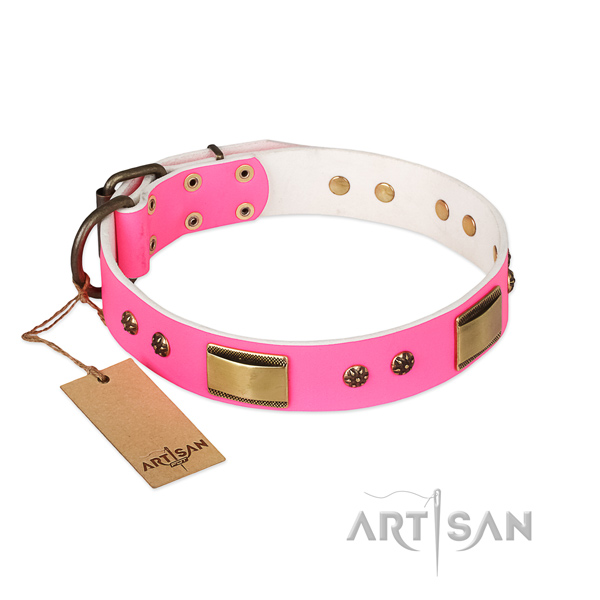 Remarkable natural genuine leather collar for your doggie