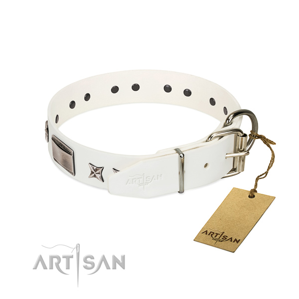 Handmade collar of full grain genuine leather for your attractive canine