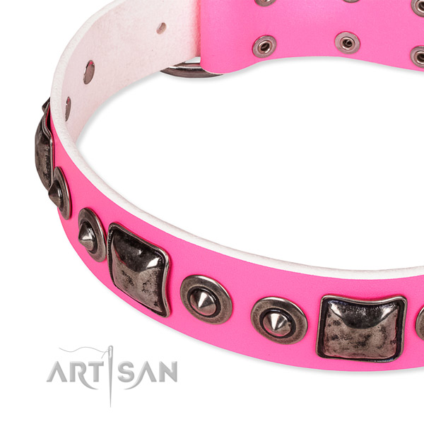 Reliable full grain natural leather dog collar created for your lovely canine