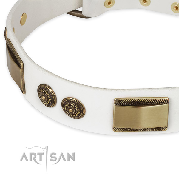 Strong studs on full grain natural leather dog collar for your doggie