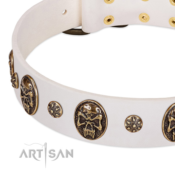 Rust resistant hardware on genuine leather dog collar for your doggie