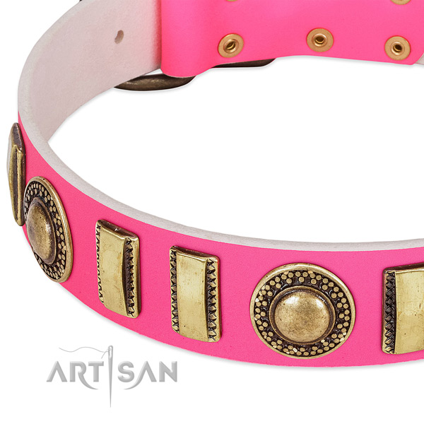Flexible leather dog collar for your stylish canine