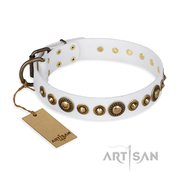 Quality full grain genuine leather collar handmade for your dog