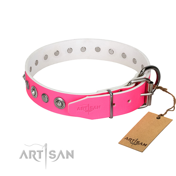 Fine quality full grain genuine leather dog collar with inimitable embellishments
