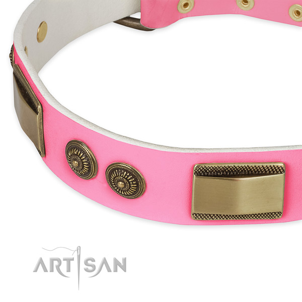 Full grain leather dog collar with studs for comfy wearing