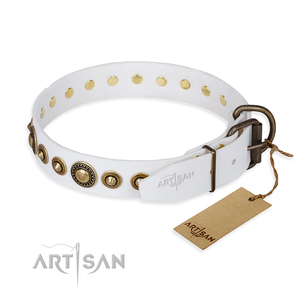 Gentle to touch leather dog collar created for comfy wearing