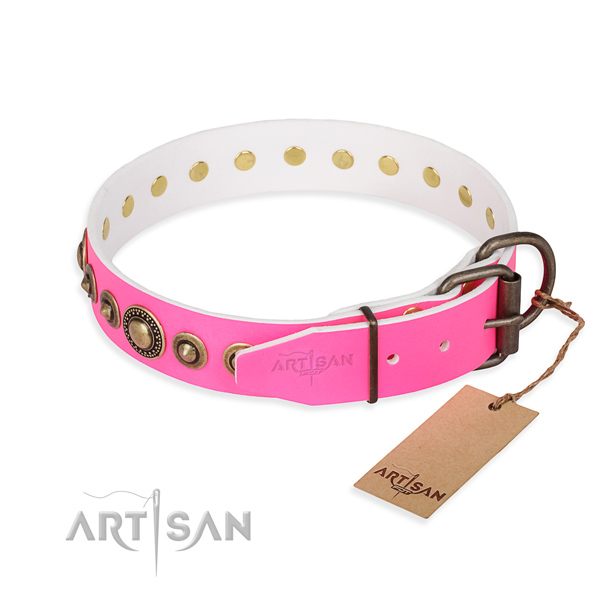 Flexible leather dog collar handmade for everyday walking