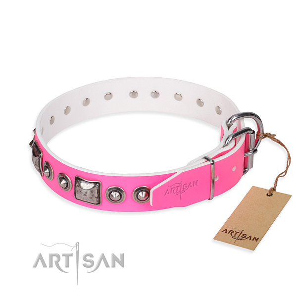 Soft to touch natural genuine leather dog collar handcrafted for everyday use