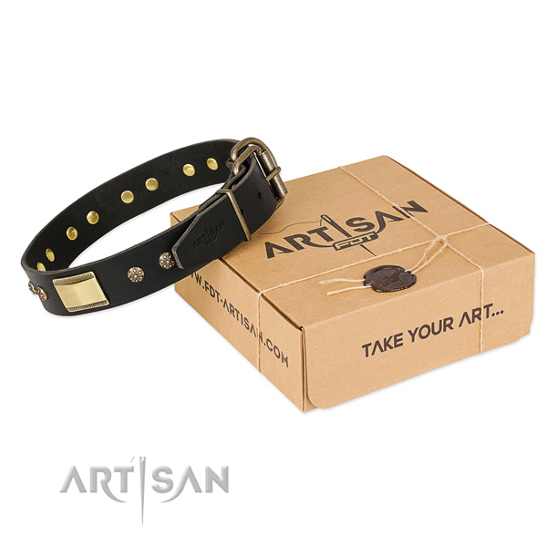 Best quality full grain natural leather collar for your handsome pet
