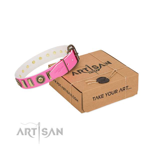 Strong leather dog collar made for your pet
