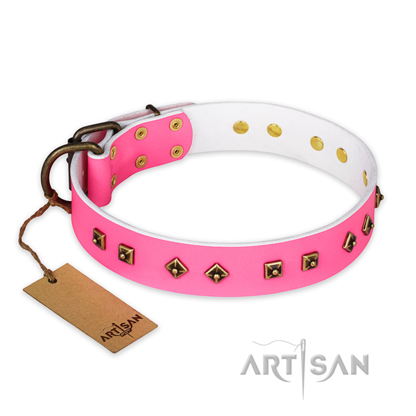 Incredible leather dog collar with strong D-ring