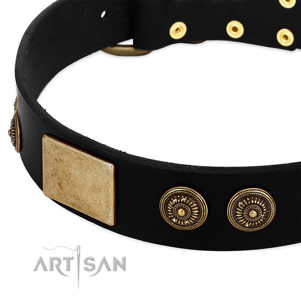 Durable hardware on genuine leather dog collar for your pet