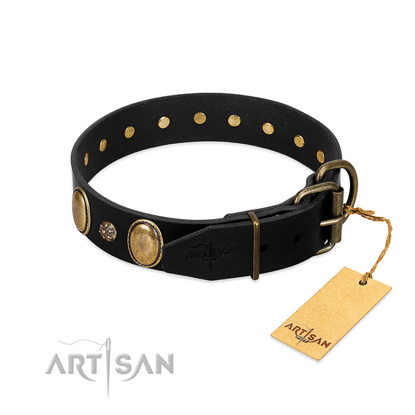 Easy wearing gentle to touch full grain natural leather dog collar