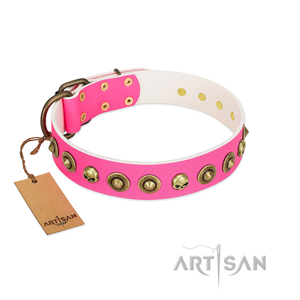 Inimitable full grain genuine leather dog collar with durable studs