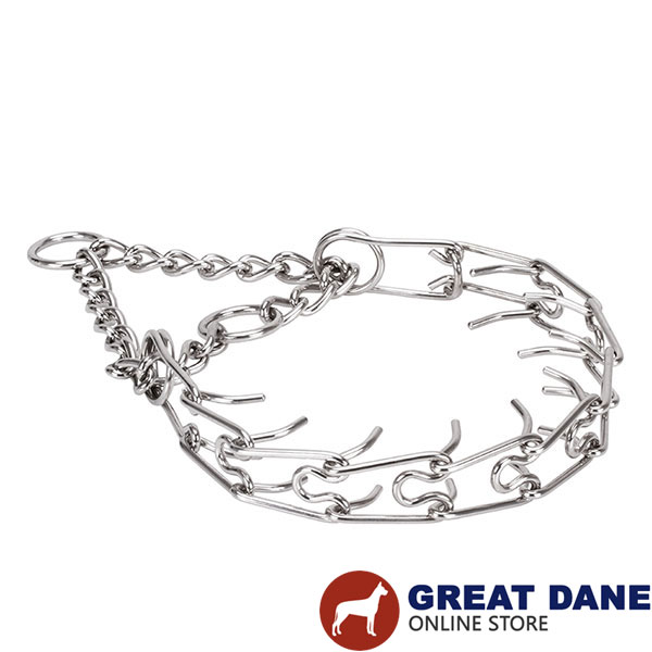 Rust resistant stainless steel prong collar for ill behaved pets