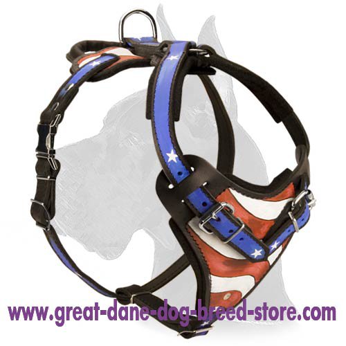 American Flag Handpainted Harness for Great Dane - Click Image to Close