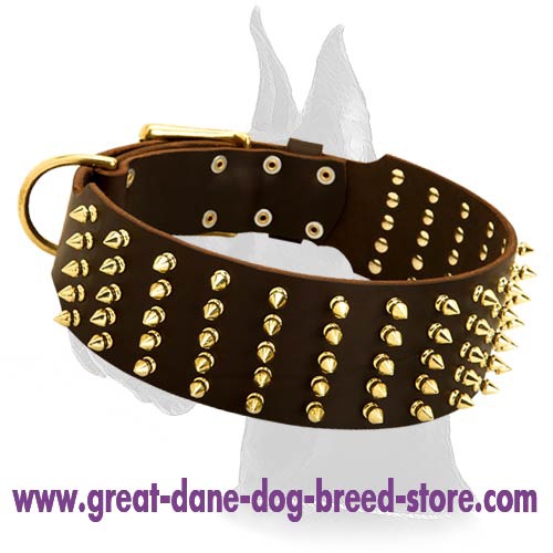 Marvellous Leather Spiked Collar for Great Dane - Click Image to Close