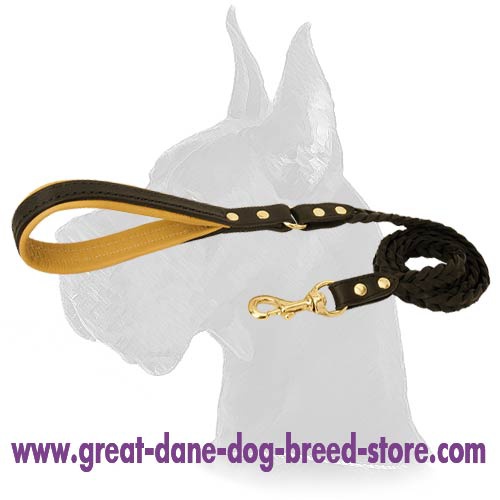 Braided Handcrafted Leather Leash for Great Dane
