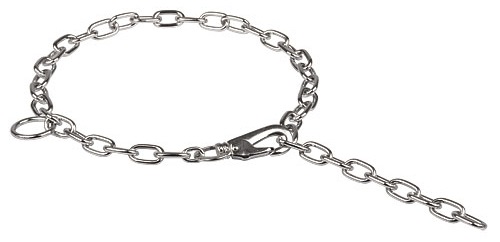 Chrome Plated Fur Saver with Snap Hook for Great Dane Training - 1/9 inch ( 3.0 mm)