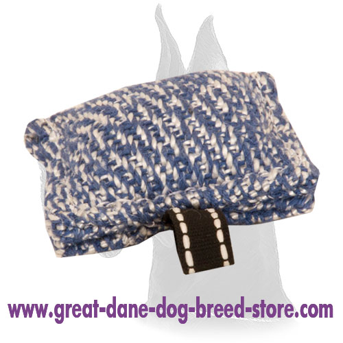 New French Linen Compact Bite Tug with Small Loop for Great Dane - Click Image to Close