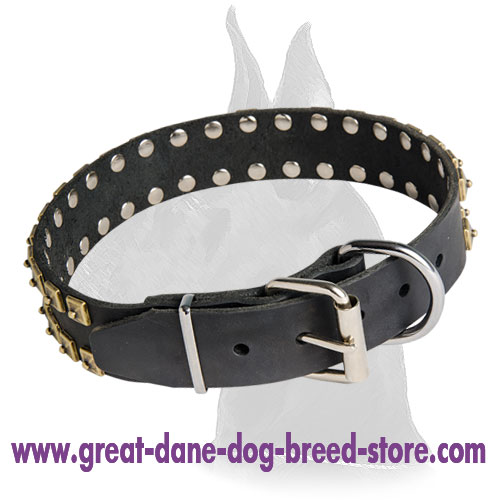 New leather Great Dane collar with Exclusive "Caterpillar" Design