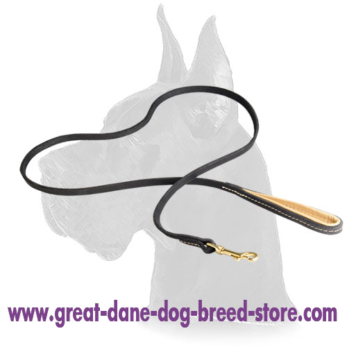 Leather Great Dane Leash with Soft Nappa Handle