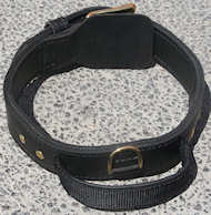 2 ply leather agitation dog collar with handle