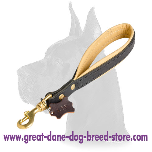 Nappa Padded Leather Great Dane Leash Short Leather Great Dane Leash