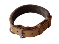 Padded Leather dog collar with thick felt